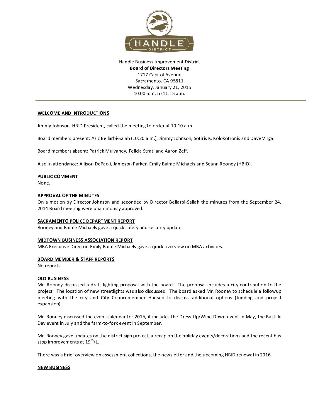 January 2015 Meeting Minutes