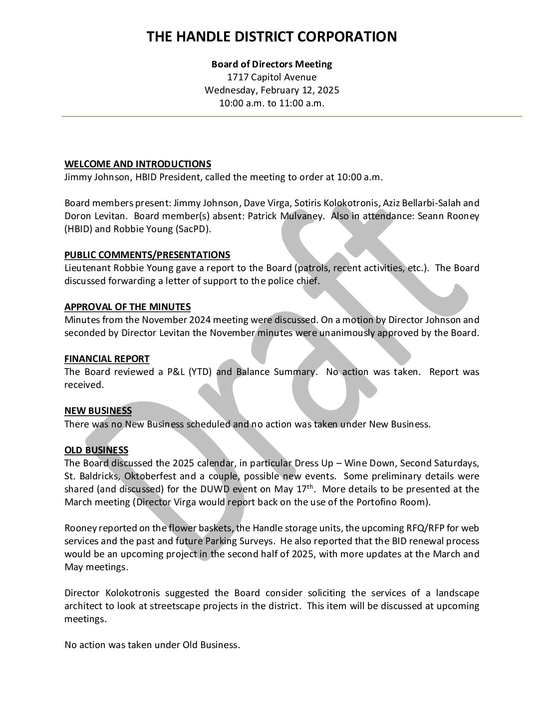 February 2025 Meeting Minutes