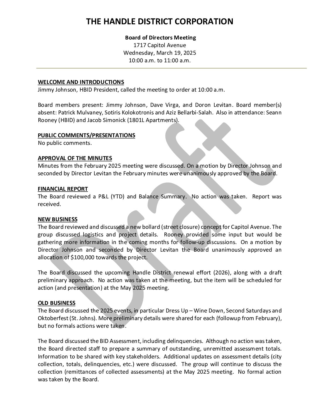 March 2025 Meeting Minutes