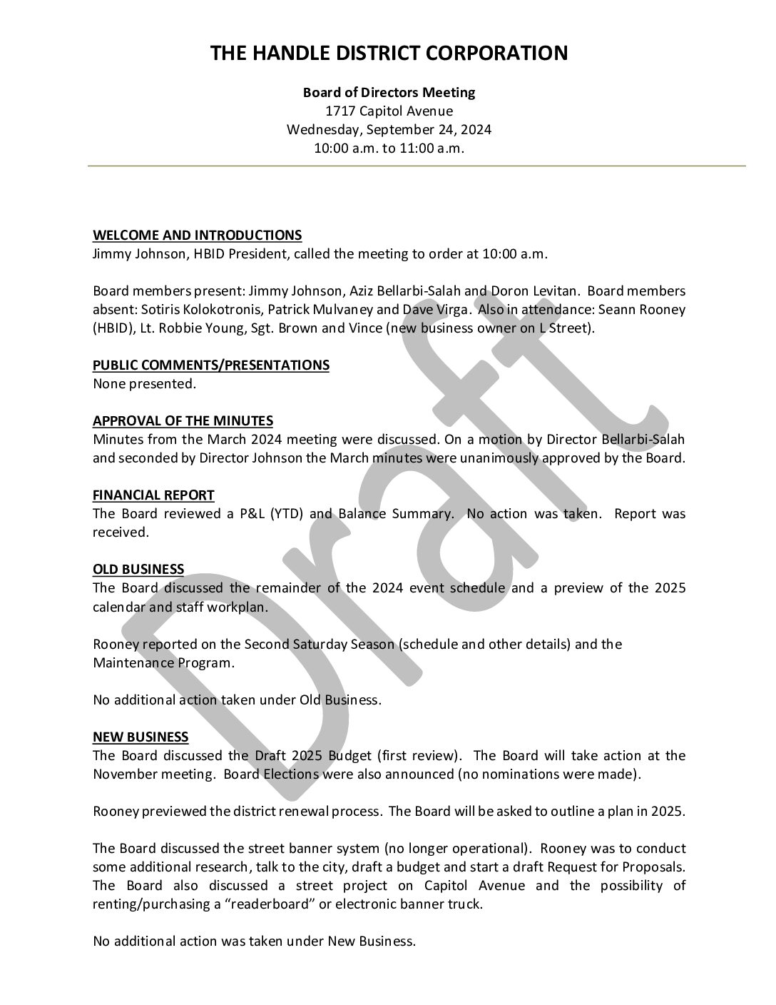September 2024 Meeting Minutes