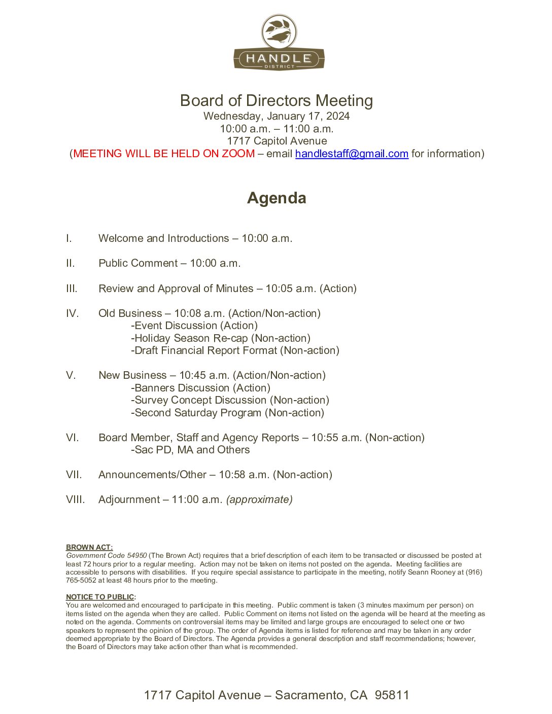 January 2024 Meeting Agenda
