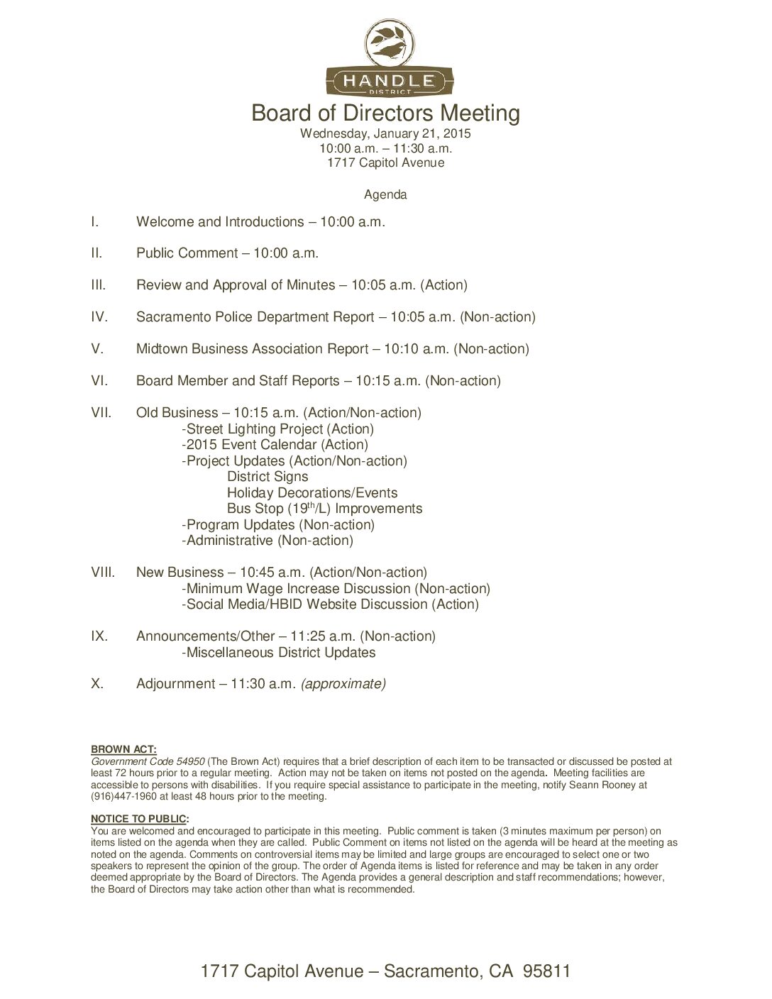 January 2015 Meeting Agenda