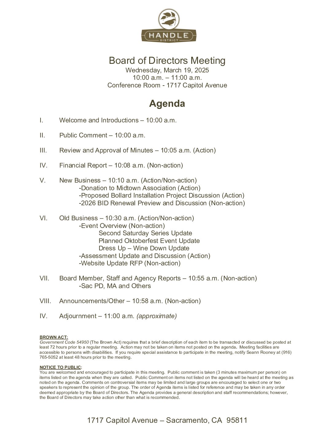 March 2025 Meeting Agenda