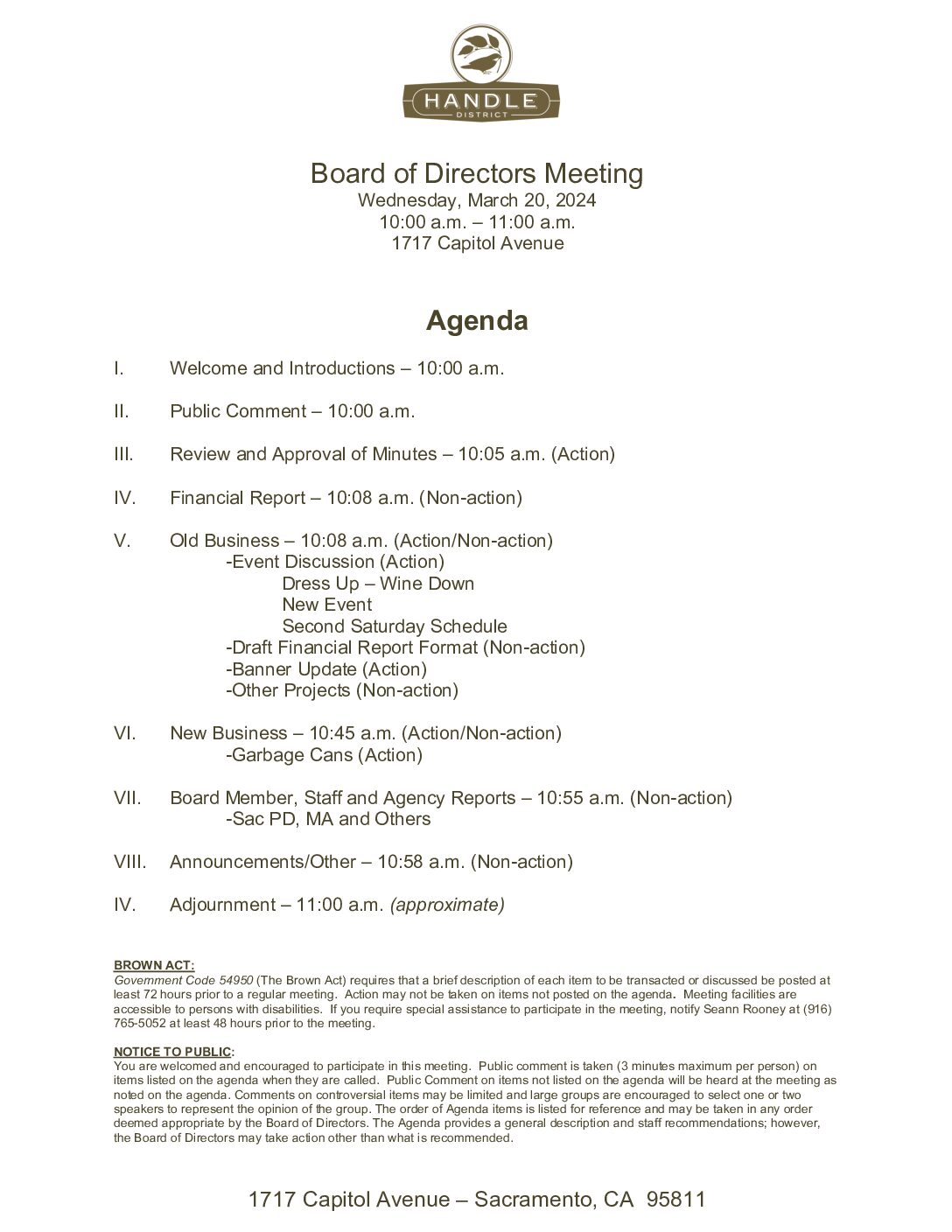 March 2024 Meeting Agenda