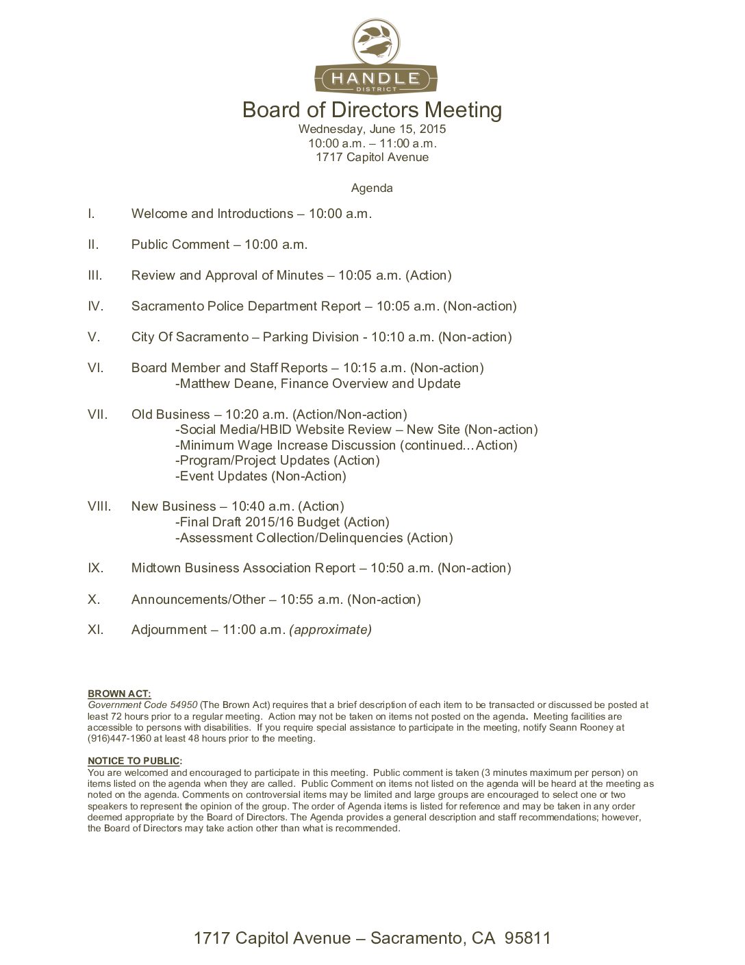 June 2015 Meeting Agenda