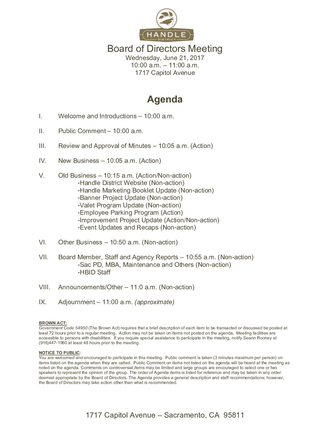 June 2017 Meeting Agenda