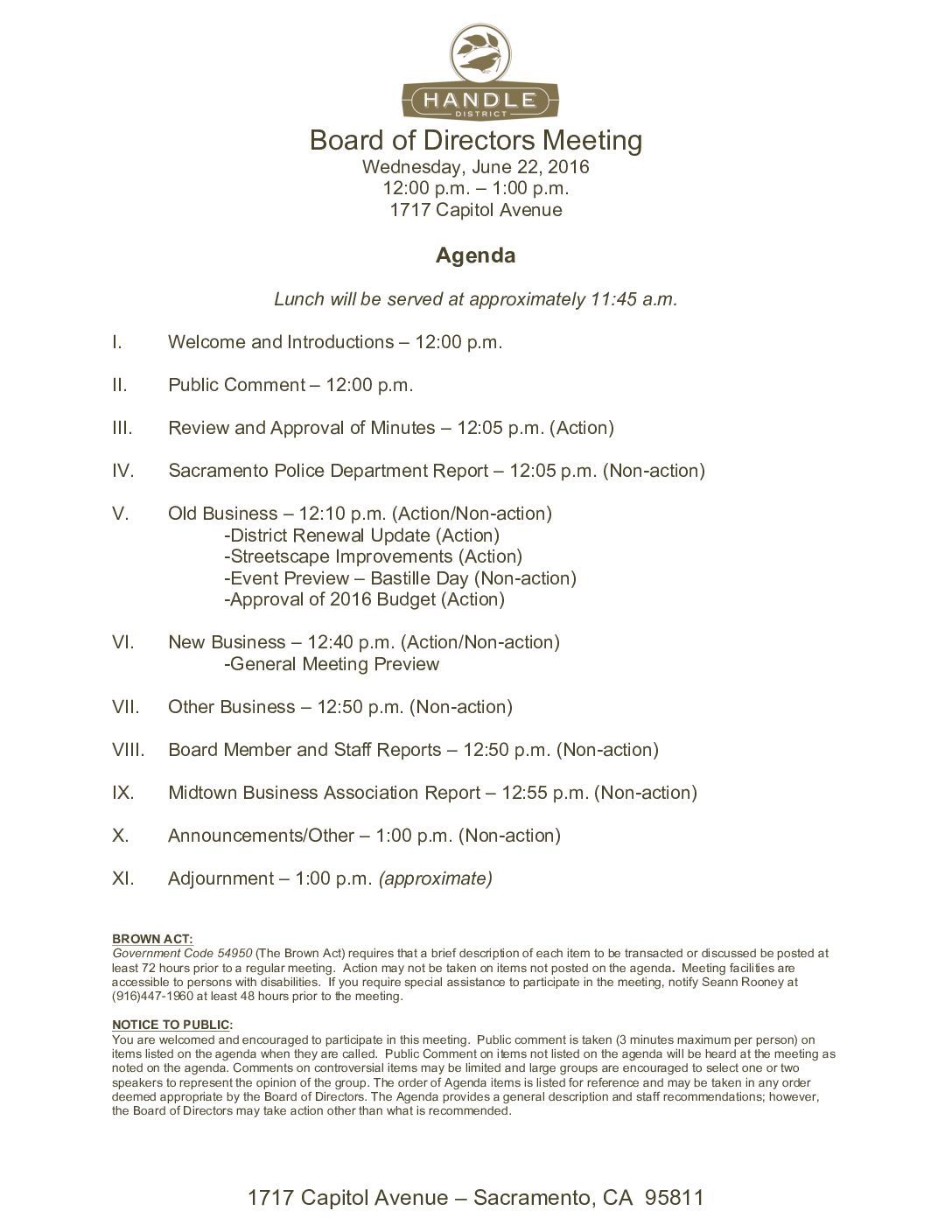 June 2016 Meeting Agenda