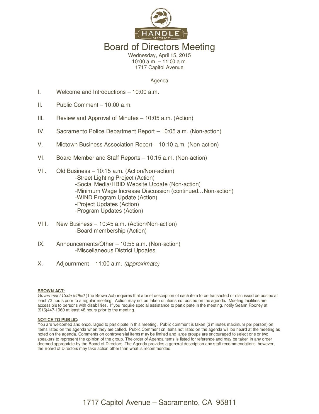 July 2015 Meeting Agenda