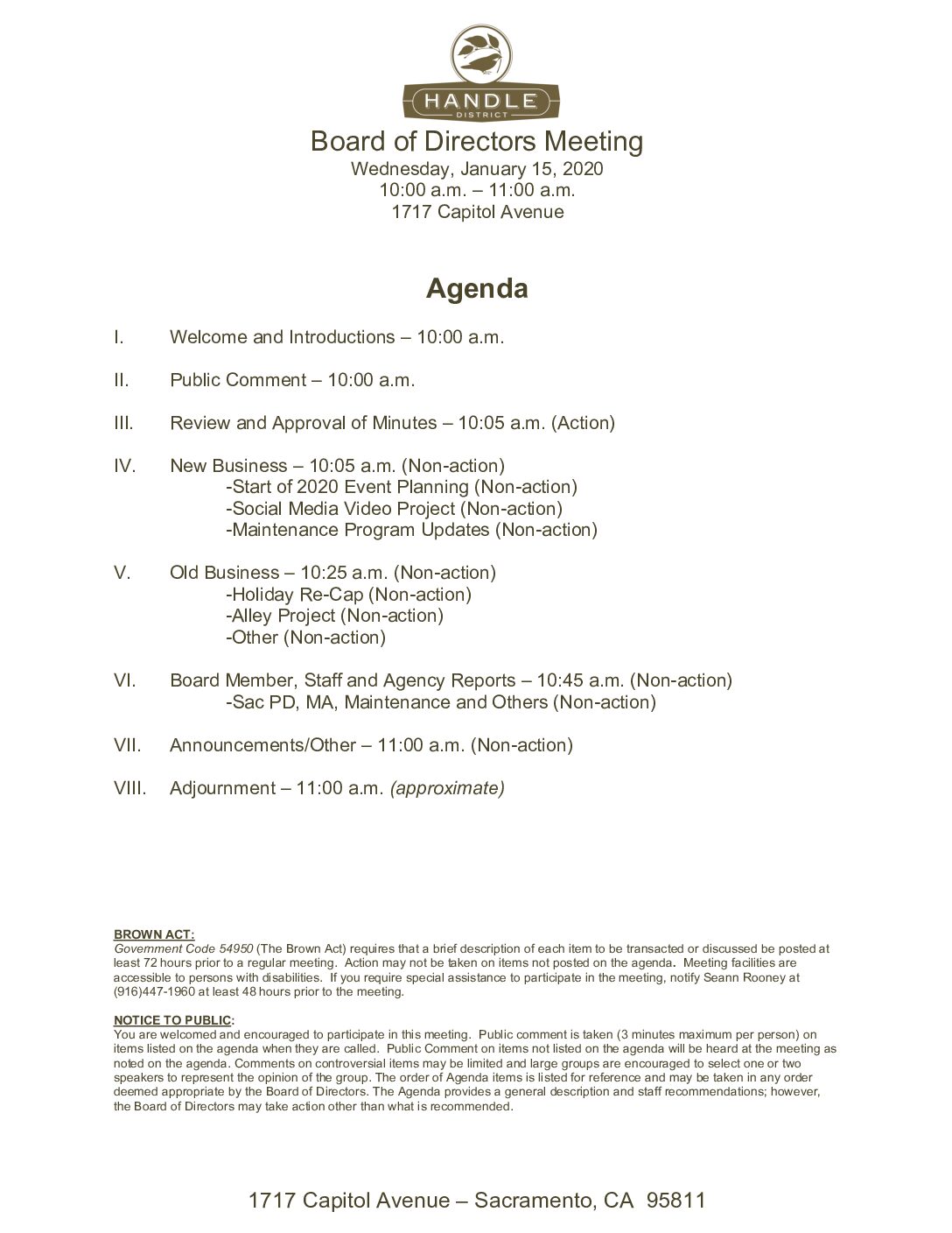January 2020 Meeting Agenda
