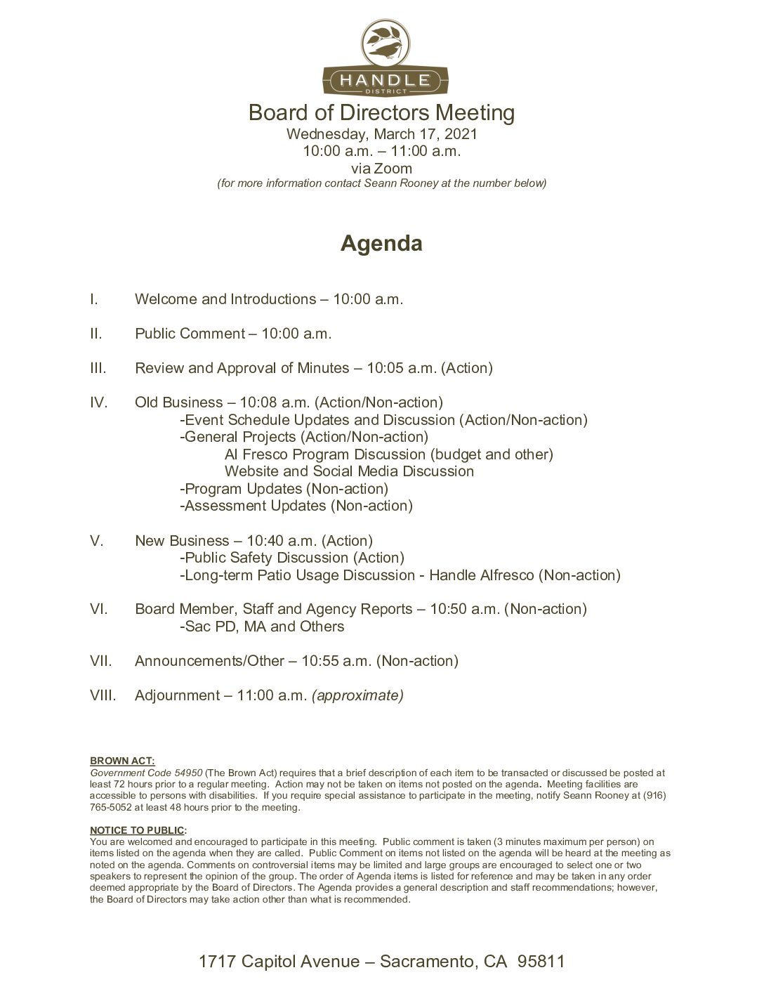 March 2021 Meeting Agenda