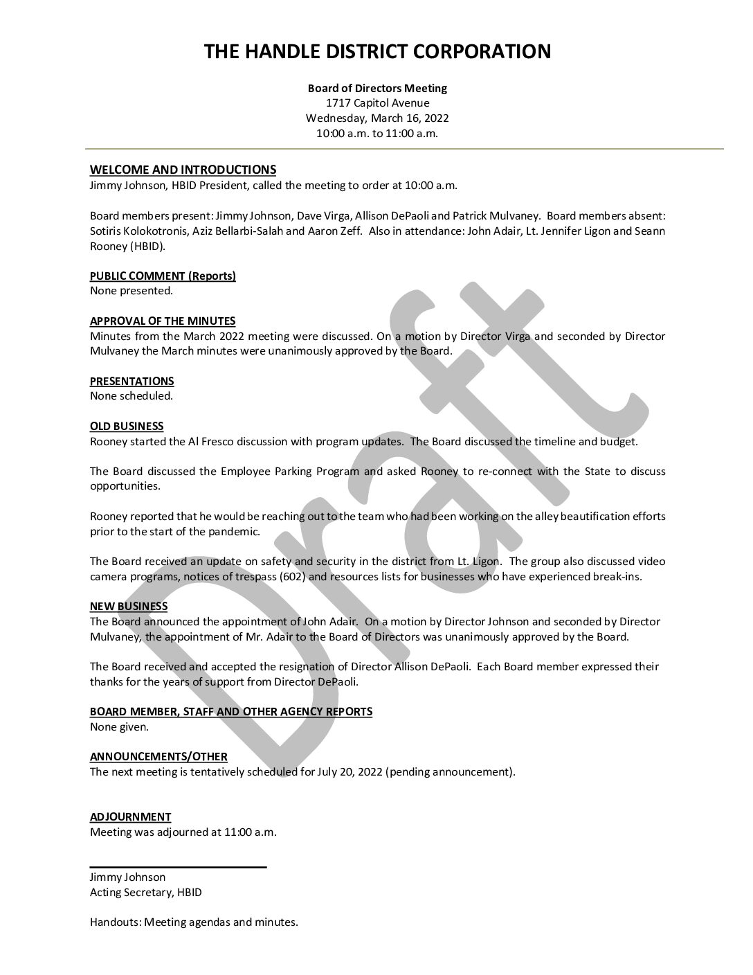 May 2022 Meeting Minutes